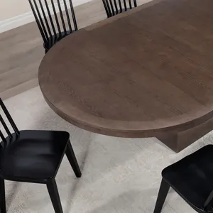 Vaughn Coffee 5-Piece 60-96\" Dining Set, 4 Vaughn Black Side Chairs