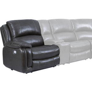 Denver LAF Dual-Power Leather Sectional Recliner, Charcoal