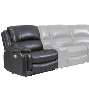 Denver LAF Dual-Power Leather Sectional Recliner, Charcoal