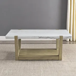 Perth White Marble Cocktail Table With Casters