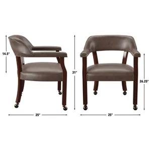 Tournament Arm Chair W/Casters, Brown