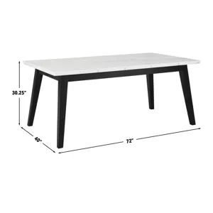 Vida-Black Vida 72\" White Marble Dining Table, Black Finish