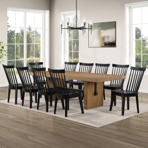 Aubrey Brown Rectangle Table And 10vaughn Black