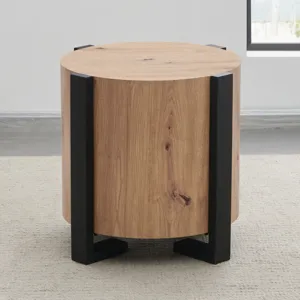 Darcie Faux Wood Round End Table