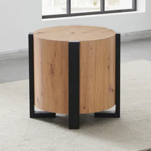 Darcie Faux Wood Round End Table
