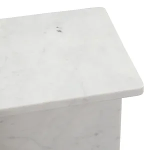 Irma I-Beam White Marble End Table