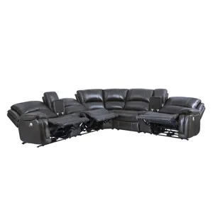 Denver Armless Leather Sectional Chair, Charcoal