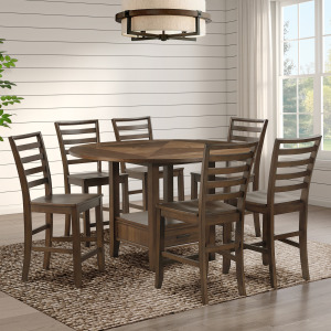Java Brown 7-Piece Counter Height Dining Table Set with Joanna Chairs