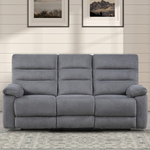 Cozy Gray Manual Recliner Sofa