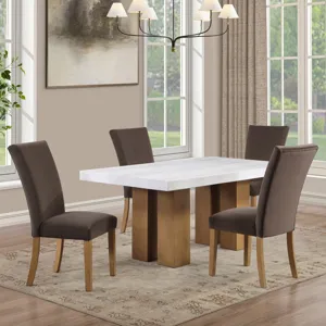 Artemis 70\" Rectangle White Marble Table, Tan