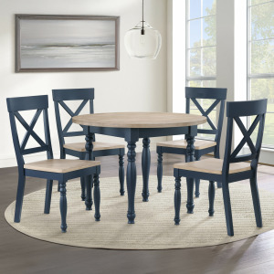 Darcy 5-Piece Dining Set, Blue Finish