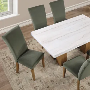 Artemis 70\" Rectangle White Marble Table, Tan