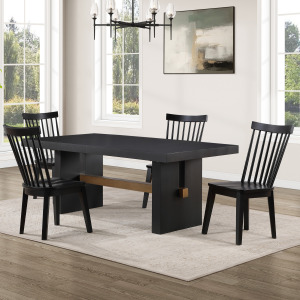 Aubrey Black Rectangle Table And 4 Vaughn Black