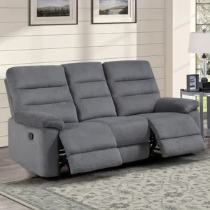 Cozy Gray Manual Recliner Sofa
