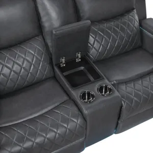 Luna Charcoal Power Console Loveseat