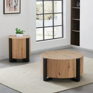 Darcie Faux Wood Round End Table