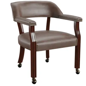 Tournament Arm Chair W/Casters, Brown
