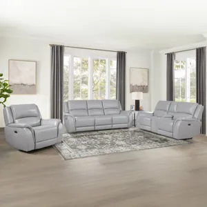 Alexandria Leather Power Reclining Conso Living Room Set
