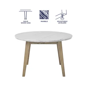 Vida White Marble Top Round Dining Table