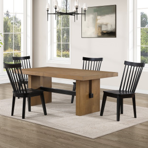 Aubrey Brown Rectangle Table And 4 Vaughn Black