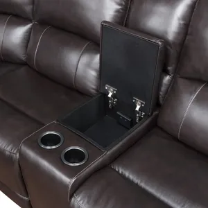 Alexandria 6-Piece Dual-Power Leather Reclining Sectional, Chocolate Sectional