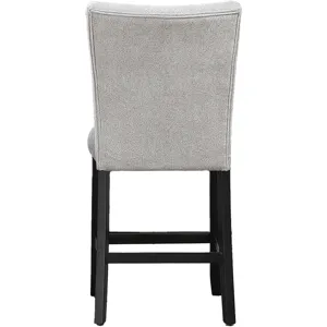 Artemis 5PC 54x54? White Marble Counter w Gray Chenille Chairs Dining Set