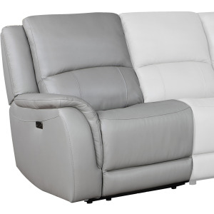 Alexandria Leather Power Left-Arm-Facing Recliner With USB Port, Stone
