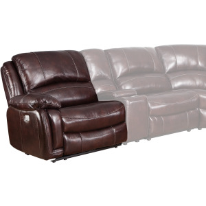 Denver RAF Dual-Power Leather Sectional Recliner, Brown