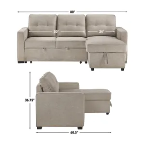 Noah Flippable, Convertible Storage Sleeper Chofa, Tan