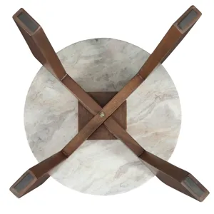 Shavon Brown Marble Top Round End Table