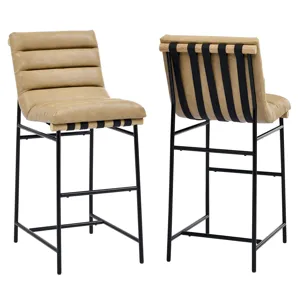 Nicco Sand Vegan Leather 30\" Bar Stool With Black Iron Base Dining Set