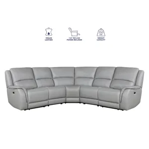 Alexandria 5-Piece Power Leather Reclining Sectional(Lrt,act,wt,art,rrt), Stone