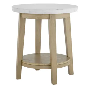 Vida White Marble Top Round End Table