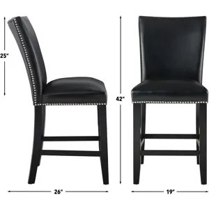 Artemis 5PC 54x54? White Marble Counter w Blk PU Chairs Dining Set