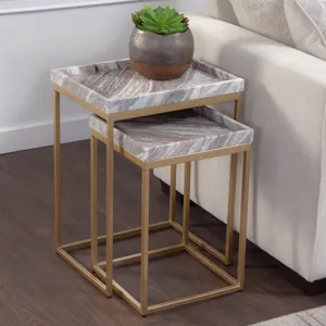 Chantel Brown Marble Top Nesting Tables