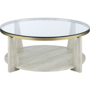 Wanda 42″ Round Glass Top Coffee Table With Casters