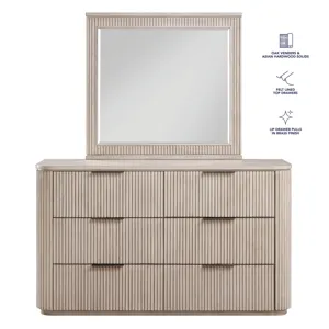 Henry 6-Drawer Dresser And Mirror, Tan Finish