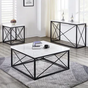 Skyler White Marble Top Square End Table