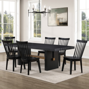 Aubrey Black Rectangle Table And 6 Vaughn Black