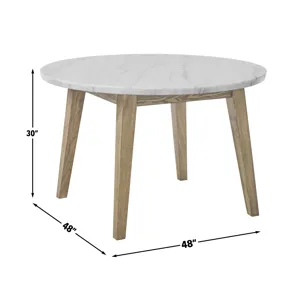 Vida White Marble Top Round Dining Table