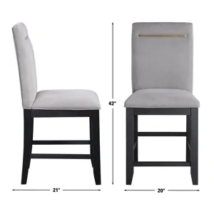 Yves Black Counter Table With Storage And 8 Grey Counter Chairs