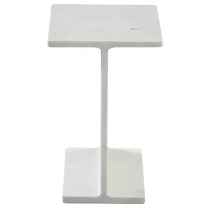 Irma I-Beam White Marble End Table