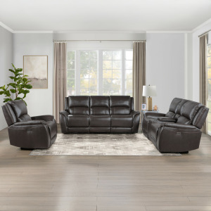 Alexandria Power Leather Reclining Living Room Set
