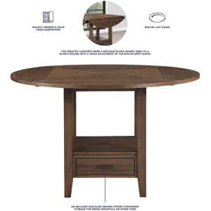 Java Joanna Brown Round Counter Height Dining Table