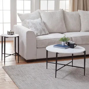 Loxie White Marble Top Round Cocktail Tb