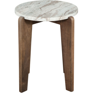 Shavon Brown Marble Top Round End Table