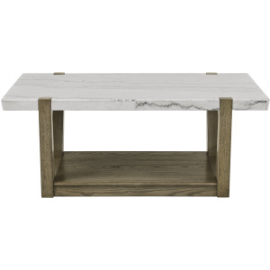 Perth White Marble Cocktail Table With Casters