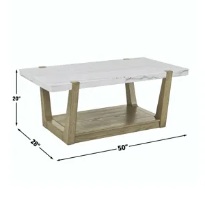 Perth White Marble Cocktail Table With Casters