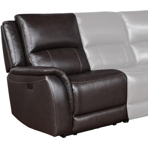 Alexandria Leather Power Left-Arm-Facing Recliner With USB Port, Charcoal