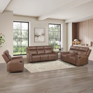 Barron Brown Sofa And Loveseat + Recliner Living Room Set